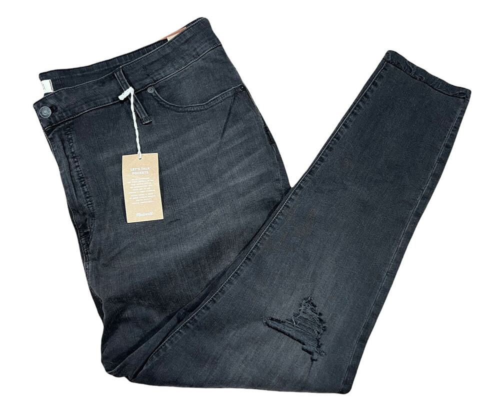 NWT Madewell Plus Size Curvy High-Rise Skinny Jeans in Black Sea Size 37 Stretch